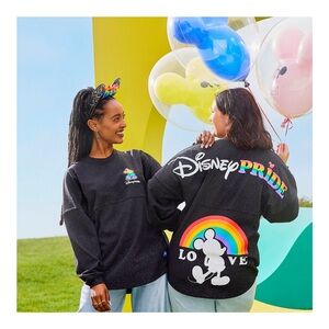 Disney Rainbow Pride Glitter Spirit Jersey Mickey Mouse Love Black XXL